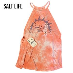 NWT LIVING THE SALT LIFE Racerback Tank Top CORAL Salty BEACH Medium TIE DYE